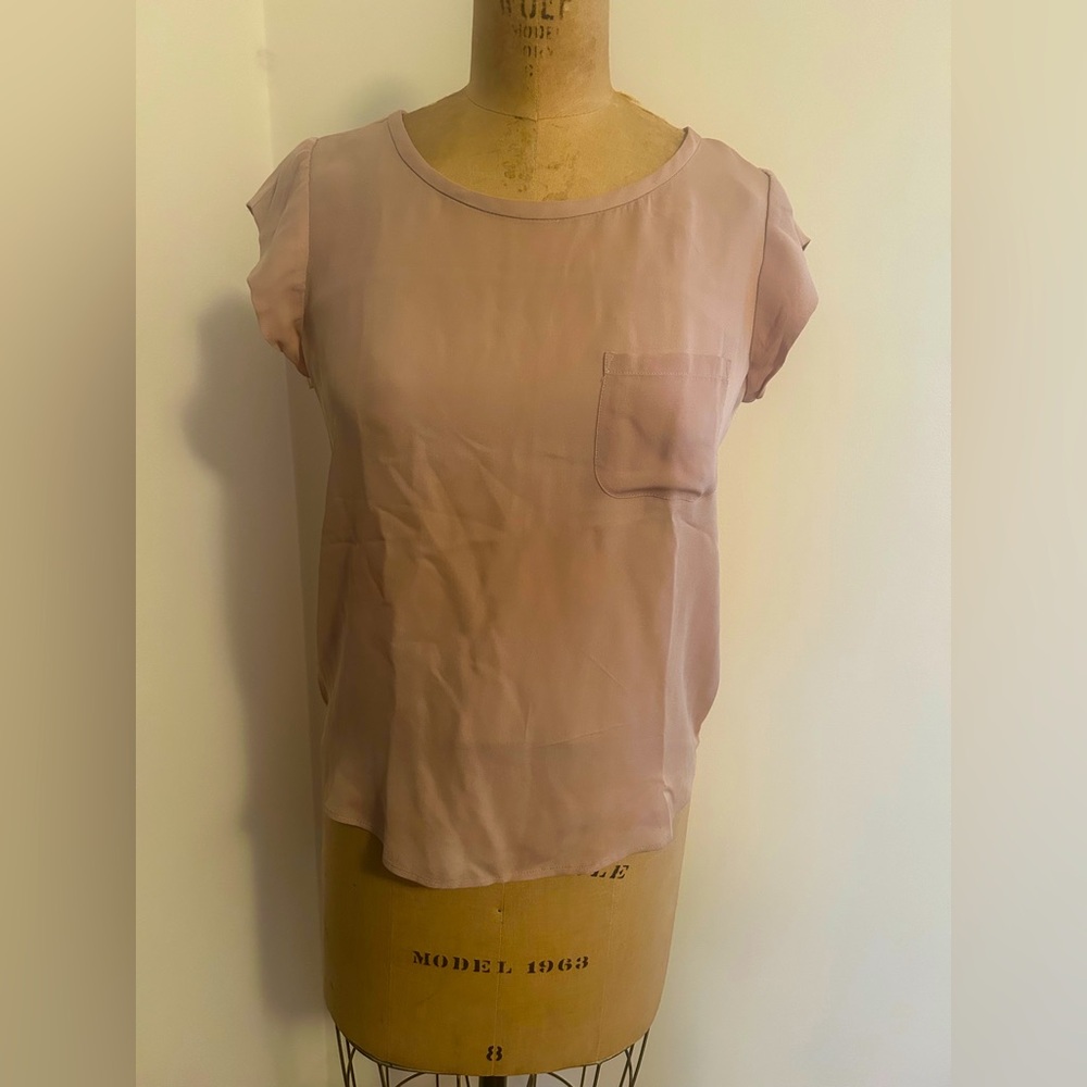 Joie Rancher light pink dusty rose 100% silk blouse top XS